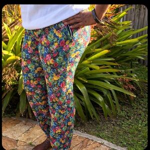 Floral Print Pants - Multicolor
